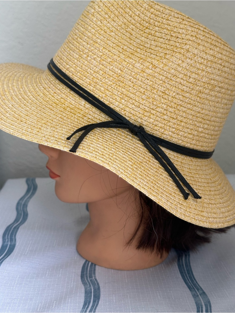 Wide-Brim Straw Sun Hat with Black Band - Women Accessories